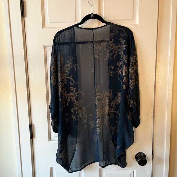 Navy Blue Sheer Shawl - Picture 3 of 6